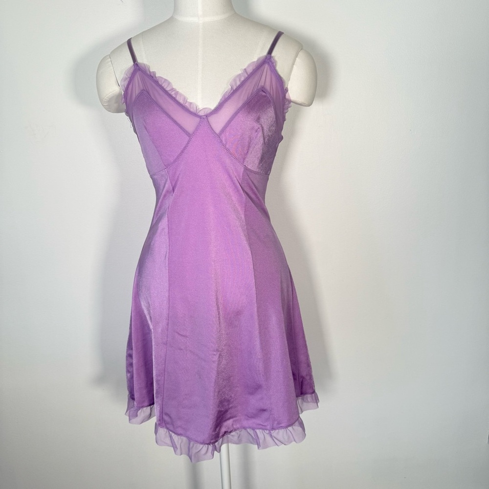 La Vie en Rose Purple Slip Mini Dress Coquette Pastel Babydoll Top M